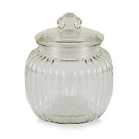 Small Ornate Glass Jar, Clear