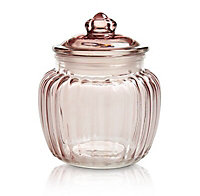 Small Ornate Glass Jar, Pink