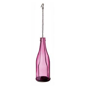 Small Pink Bottle Glass & metal Tea light holder