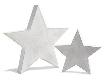 Small Star Wood Ornament, White wash effect