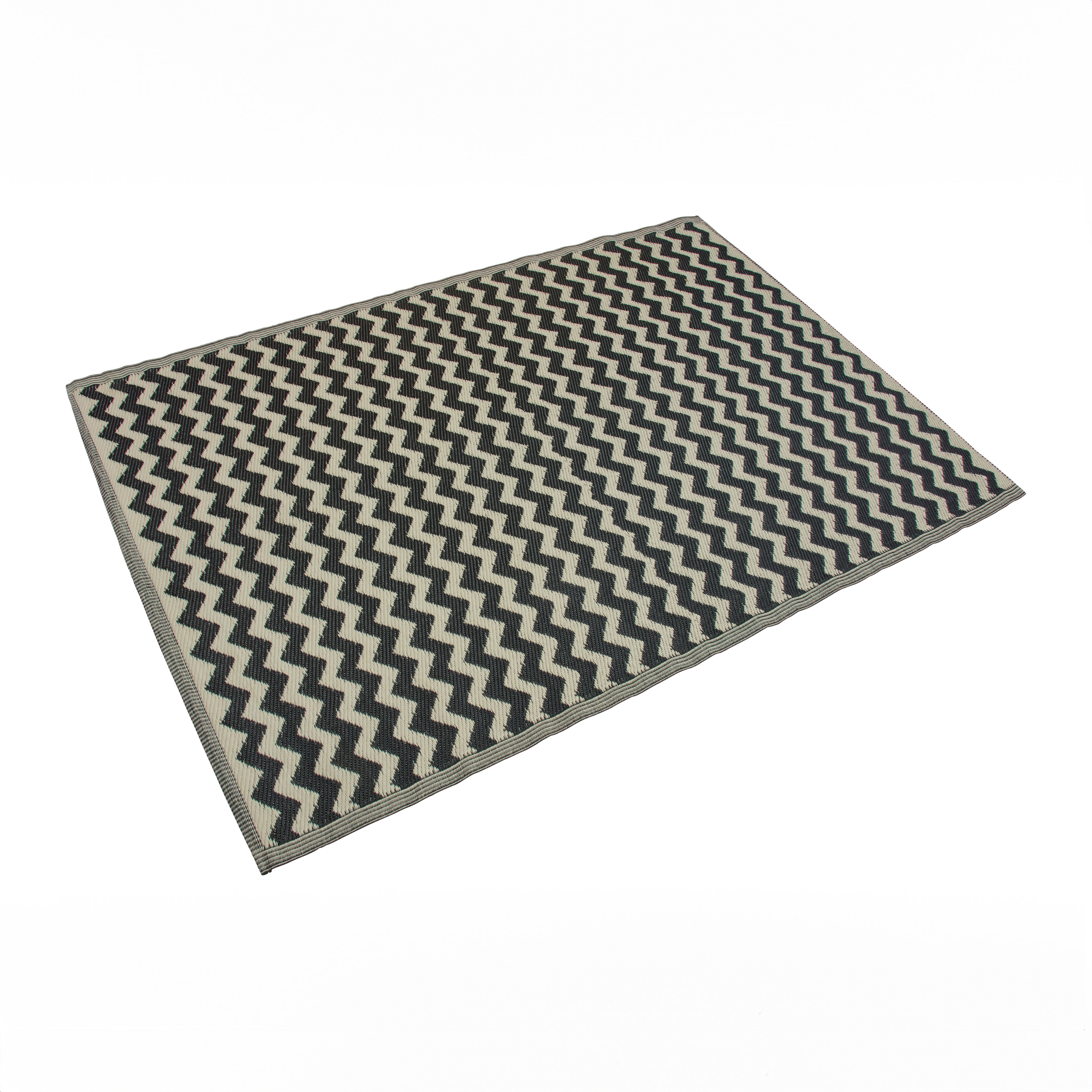 Smart Garden Alfresco Black & White Zig Zag Outdoor Rug, (L)210cm x (W)150cm