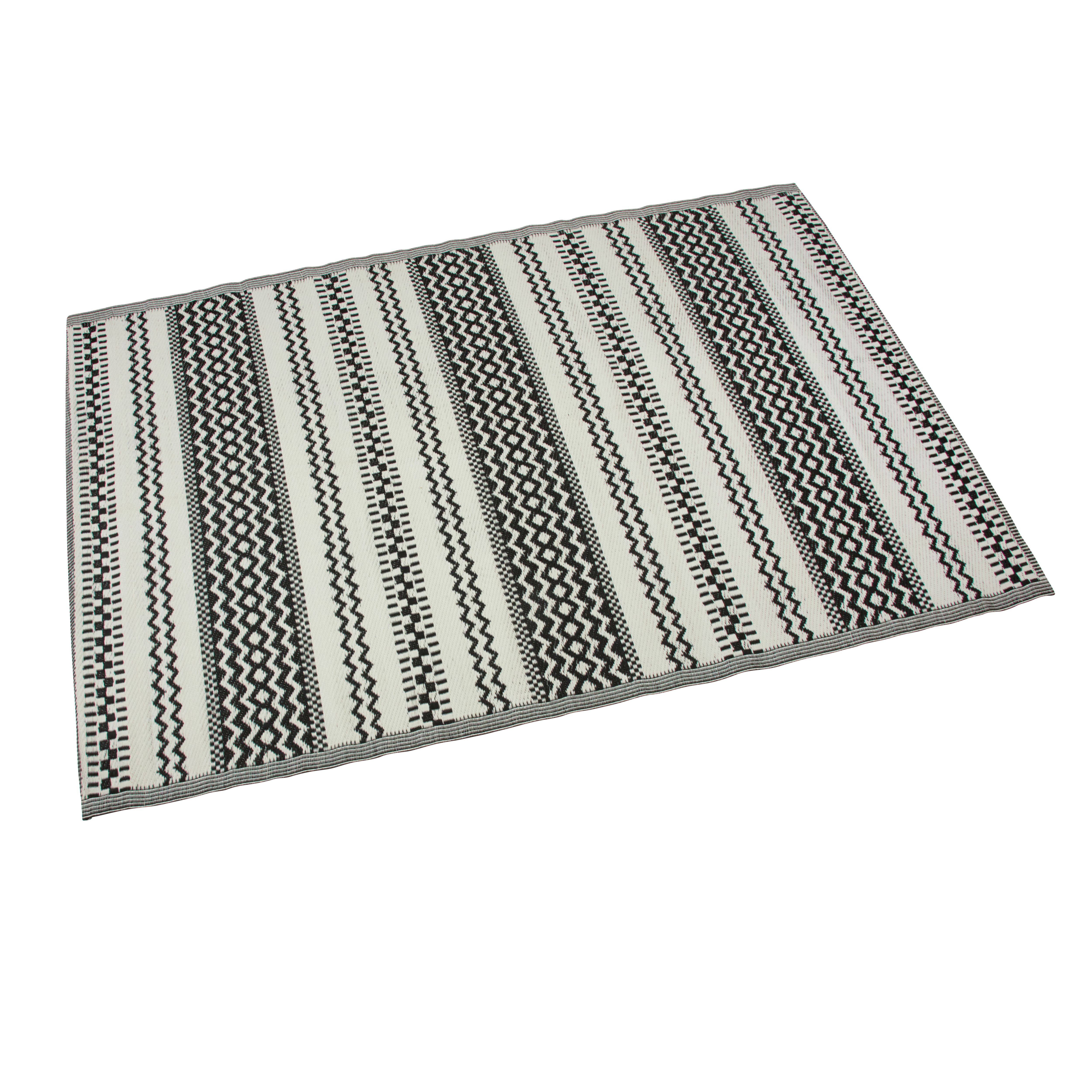 Smart Garden Black Geometric Large Outdoor Rug, (L)210cm x (W)150cm