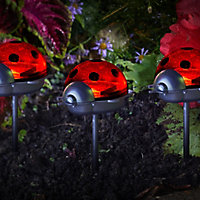 Smart Garden Black & red Ladybird Solar-powered LED Outdoor Stake light, Pack of 3