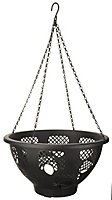 Smart Garden Black Round Plastic Hanging basket, 38.5cm