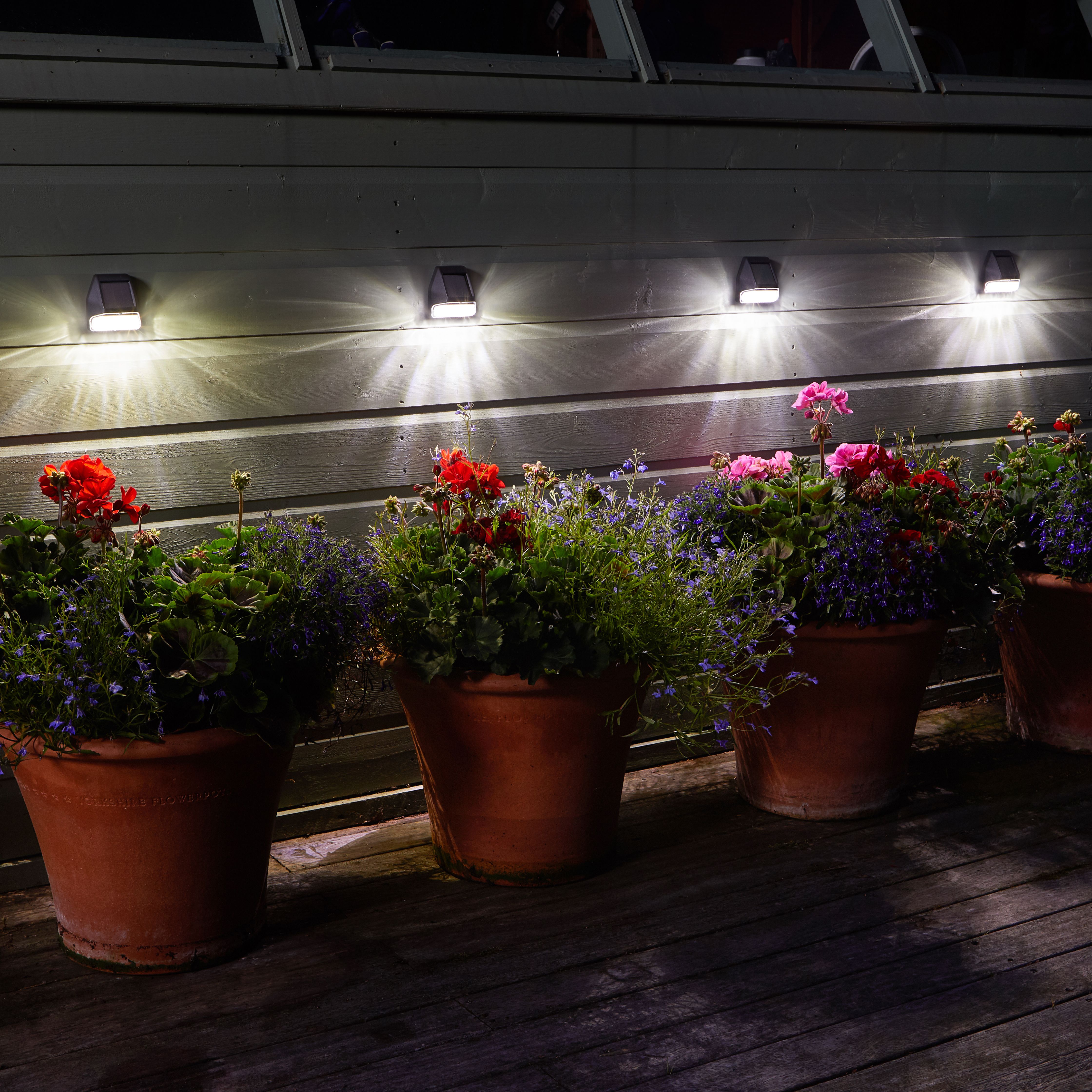 Smart Garden Black Solar powered LED Outdoor Post light Pack of 4