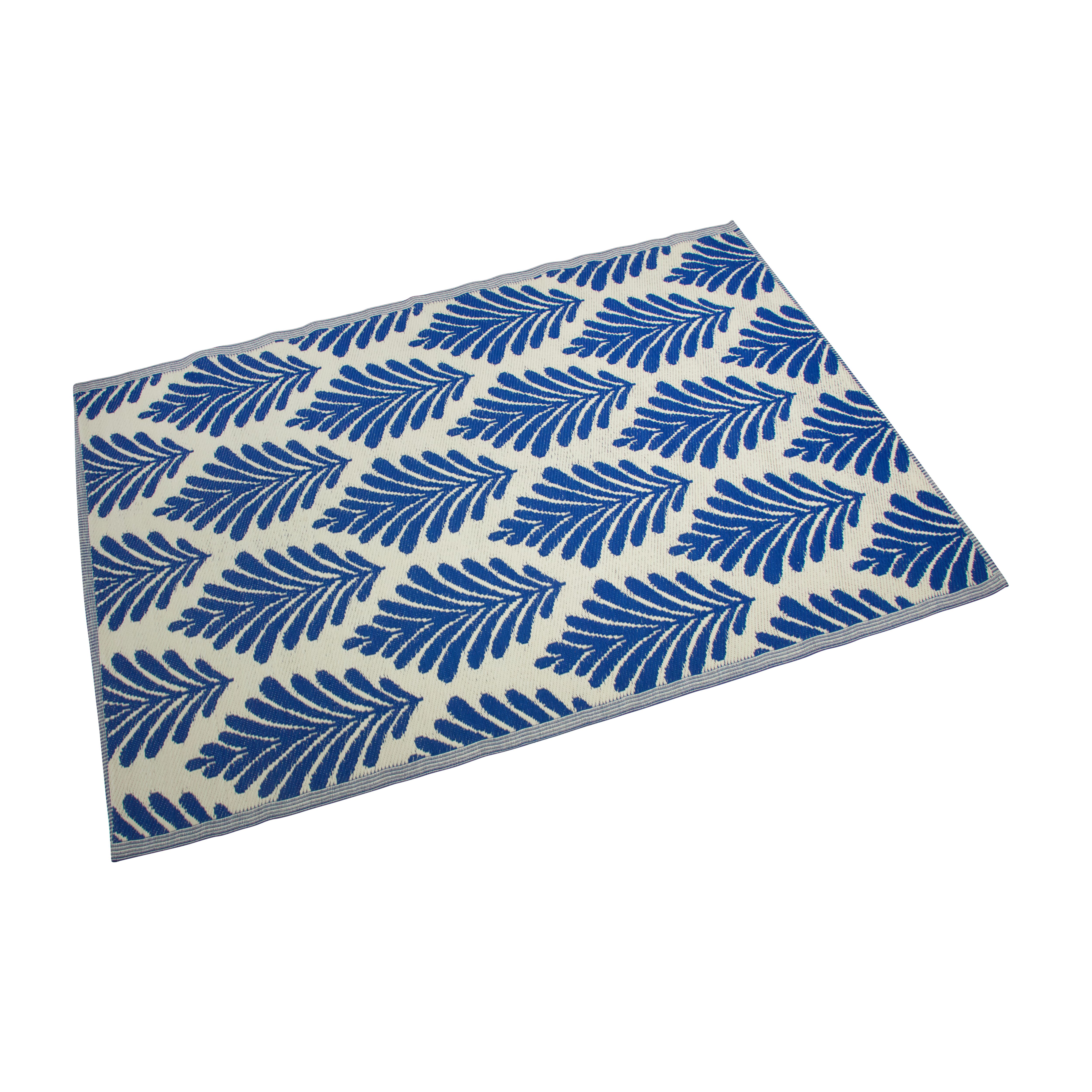 Smart Garden Blue Leaf Extra large Outdoor Rug, (L)240cm x (W)180cm