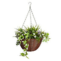 Smart Garden Easy artificial Purple & white Round Plastic Hanging basket, 30cm