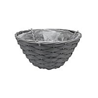 Smart Garden Faux rattan Grey Round Plastic Hanging basket, 35cm