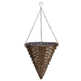 Smart Garden Faux rattan Plastic Hanging basket, 34cm