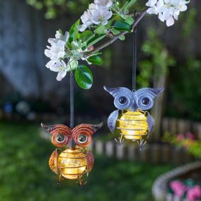 Smart Garden Gold or Silver Metal effect Owl Solar-powered LED Outdoor Decorative light, Pack of 1