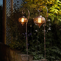 Smart Garden Osman Plastic Bronze effect Solar-powered Outdoor LED Lantern, Pack of 2