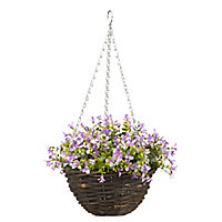 Smart Garden Pansy artificial Lilac & green Round Plastic Hanging basket, 25cm