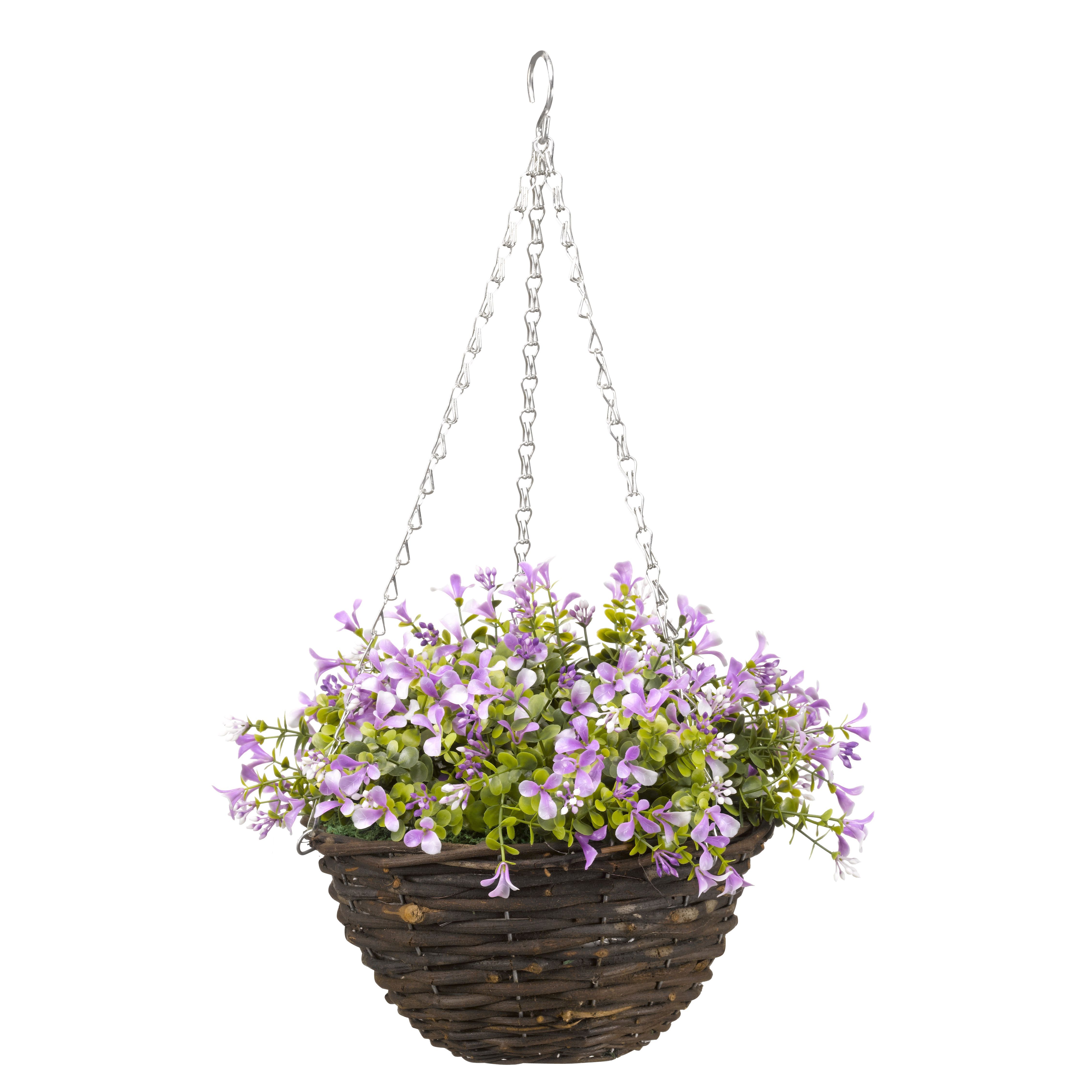 Smart Garden Pansy artificial Lilac & green Round Plastic Hanging ...