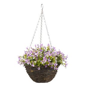 Smart Garden Pansy artificial Lilac & green Round Plastic Hanging basket, 25cm