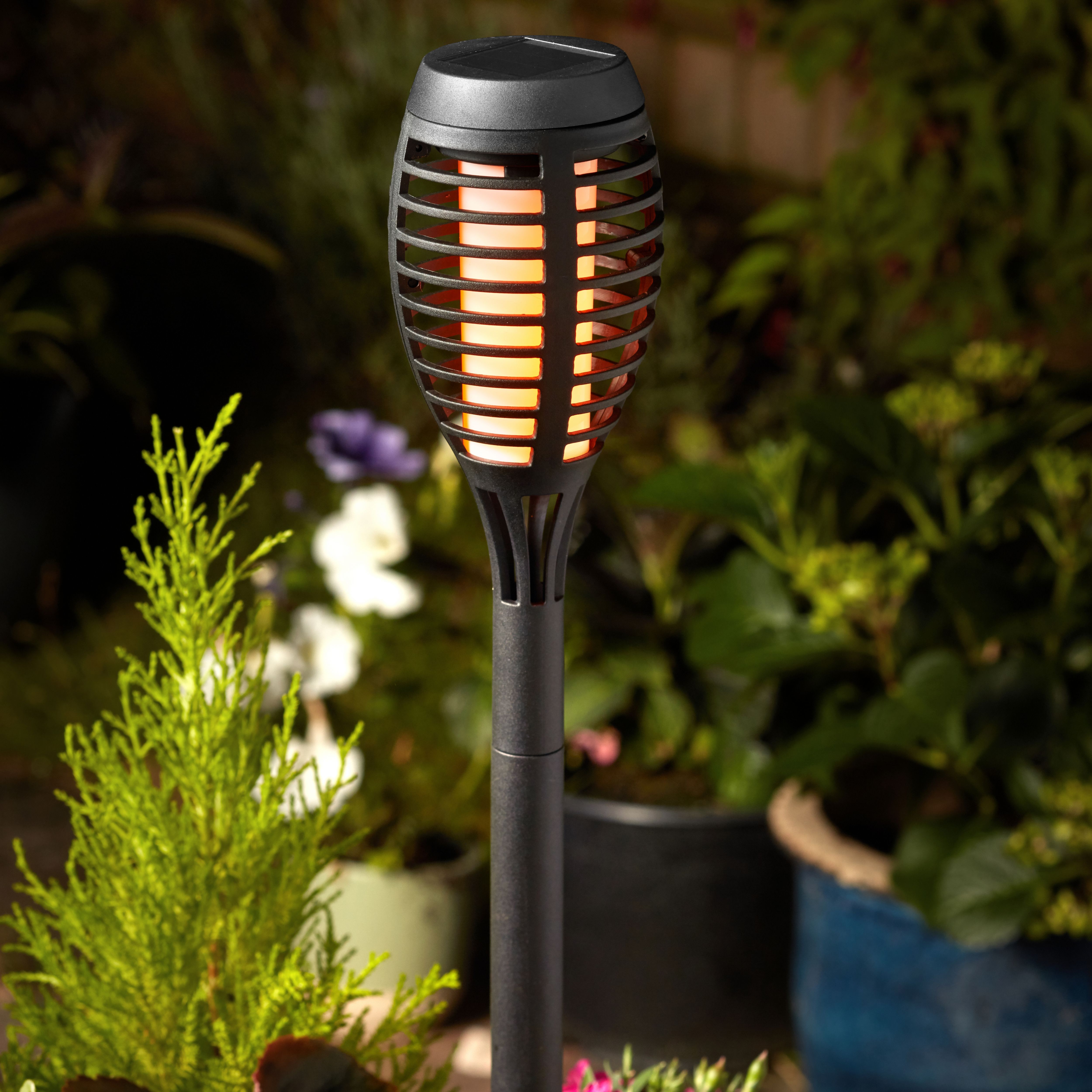 Solar powered flame deals lights