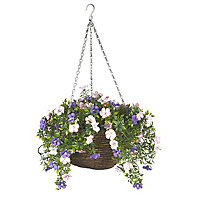 Smart Garden Pertunia artificial Blue/ White Round Plastic Hanging basket, 30cm