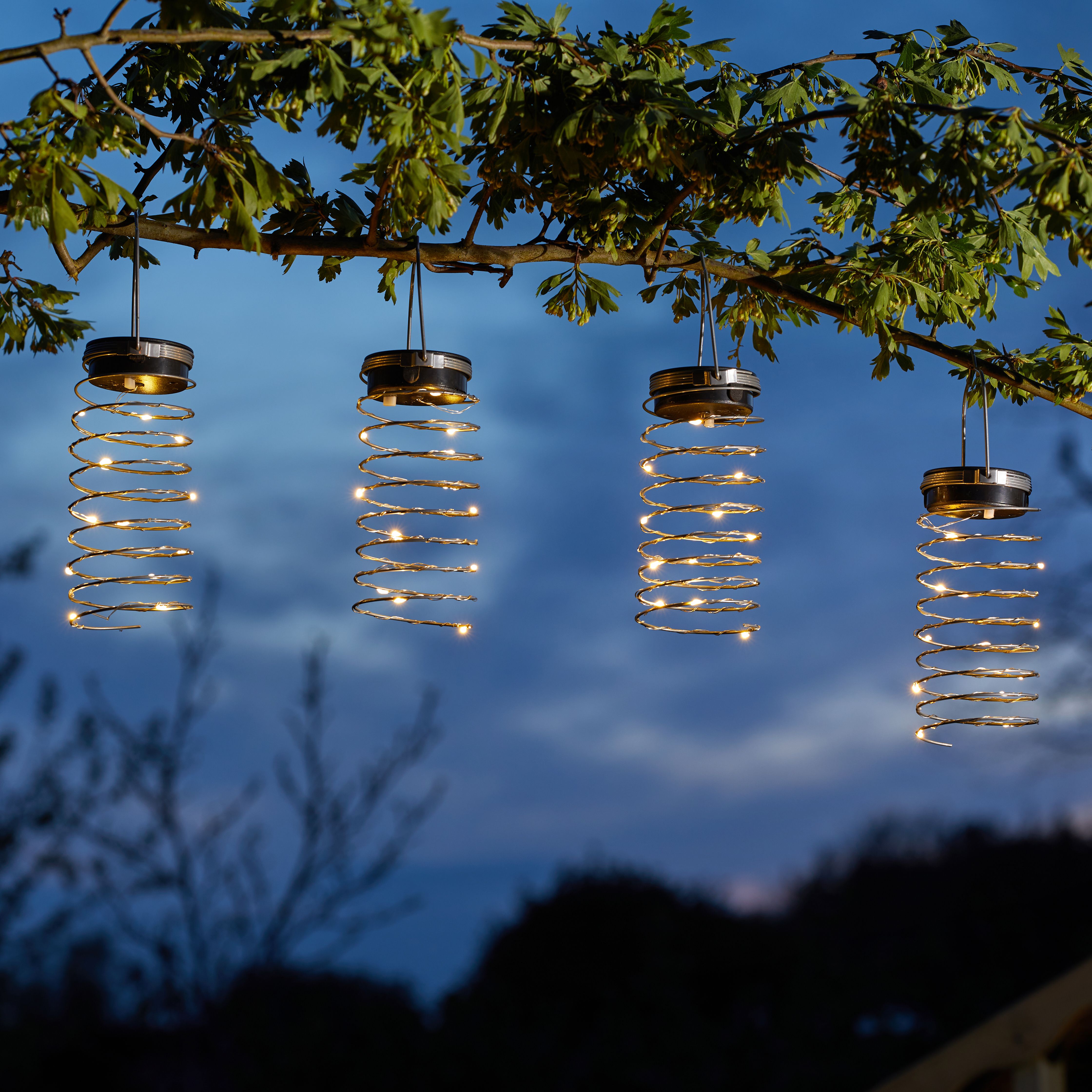 Smart Garden Spring Silver effect Spiral Solar-powered LED Outdoor Hanging light