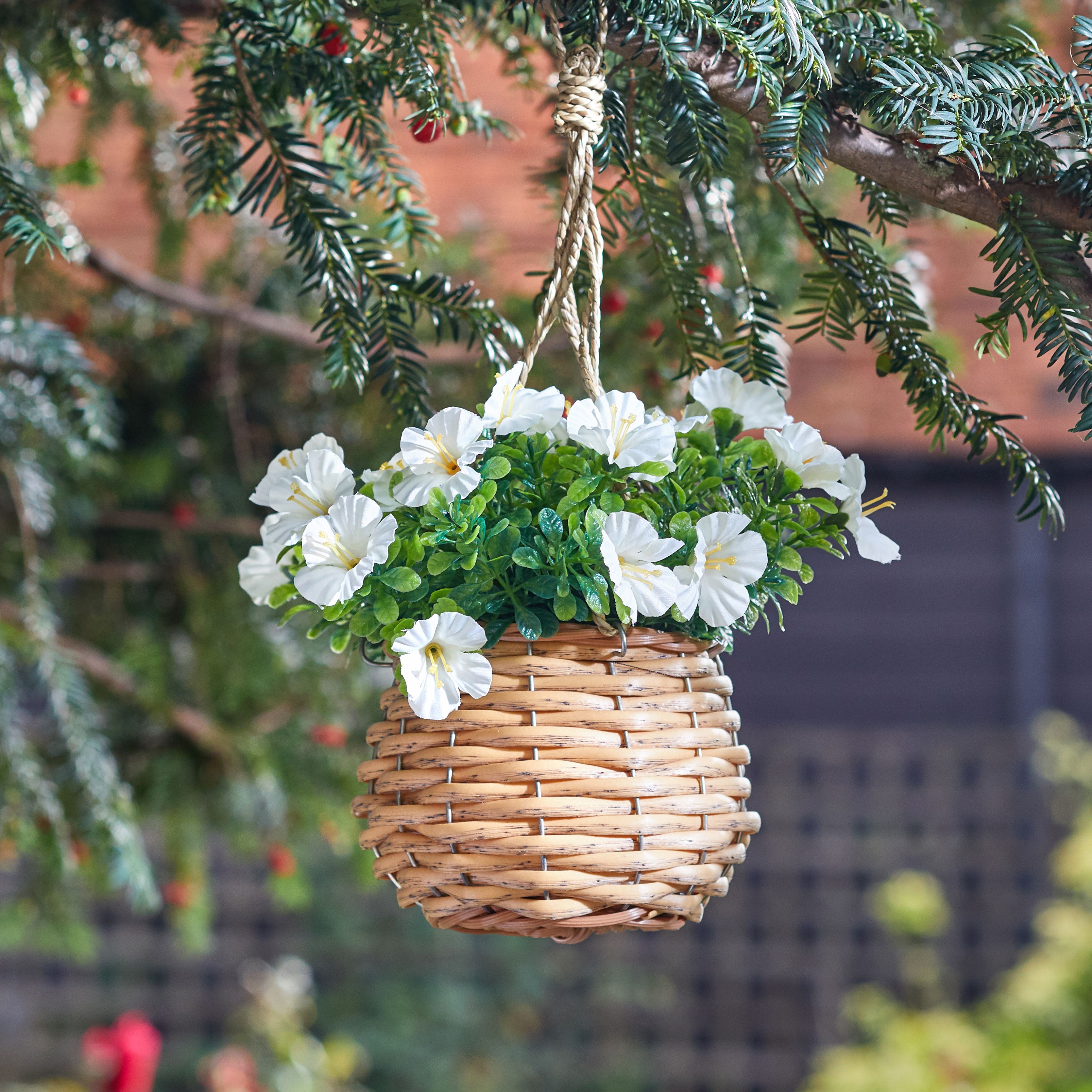 Smart Garden White flower basket Artificial topiary DIY at B&Q