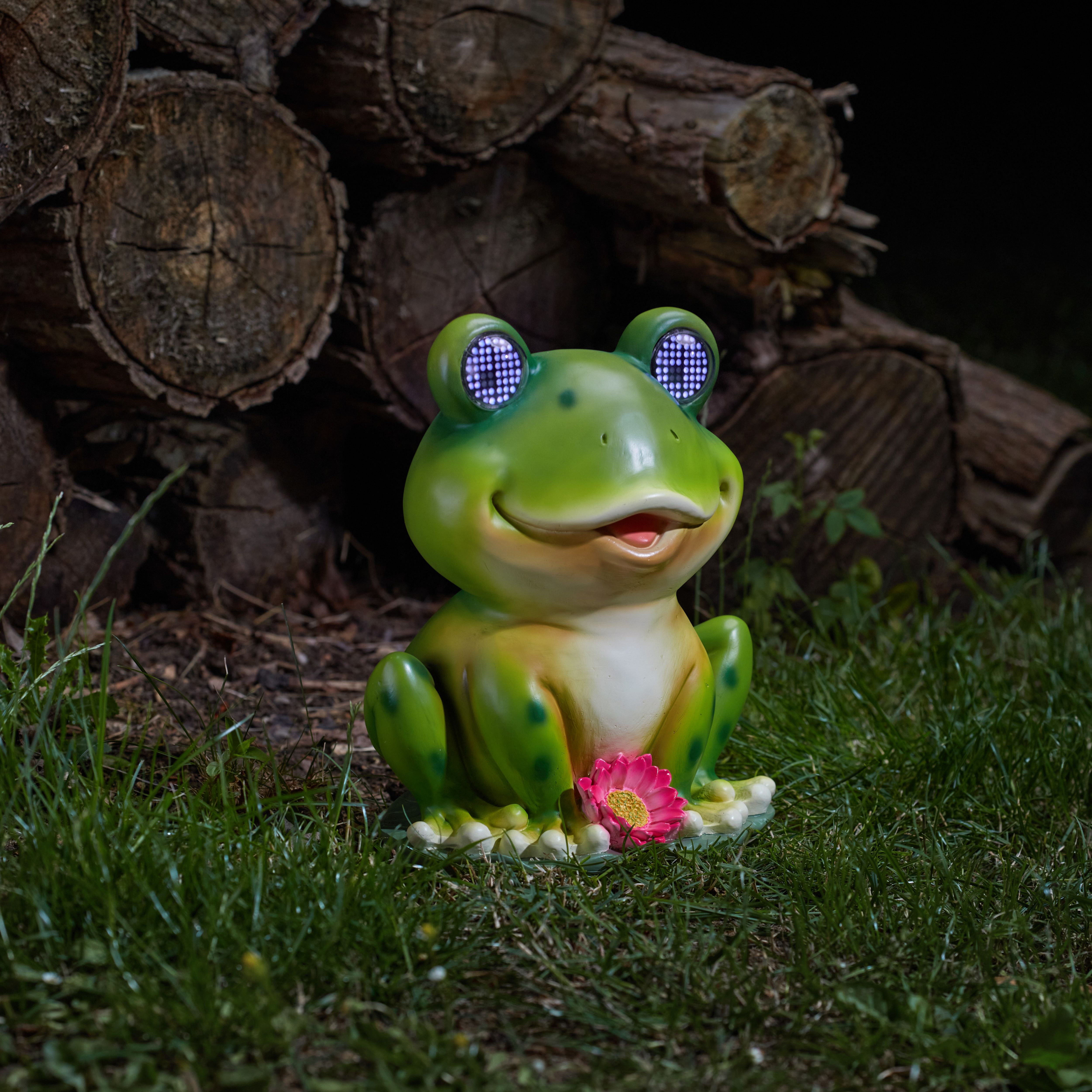 Smart Solar Blinkin Green Hand painted effect Frog Solar-powered LED ...