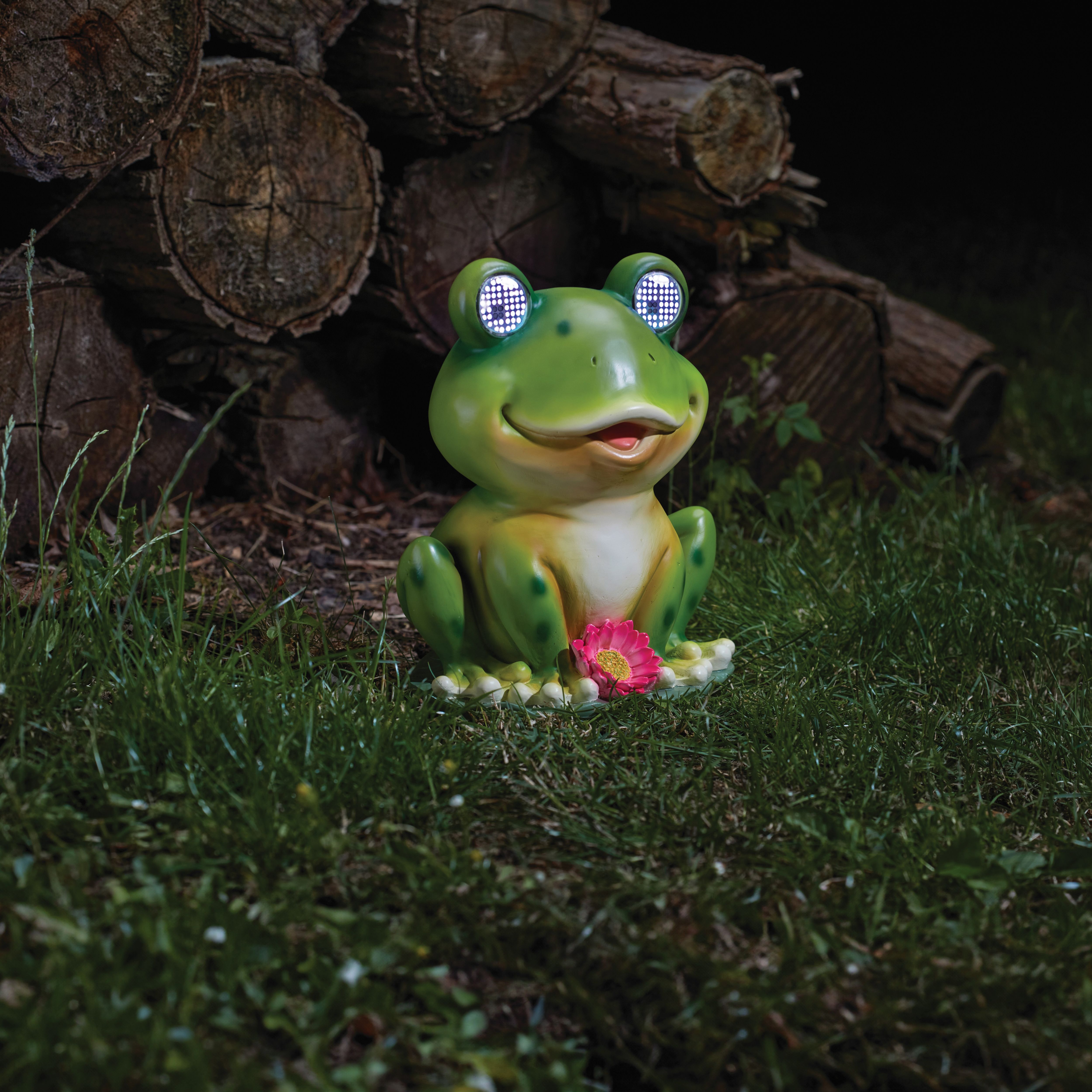 Smart Solar Blinkin Green Hand painted effect Frog Solar-powered