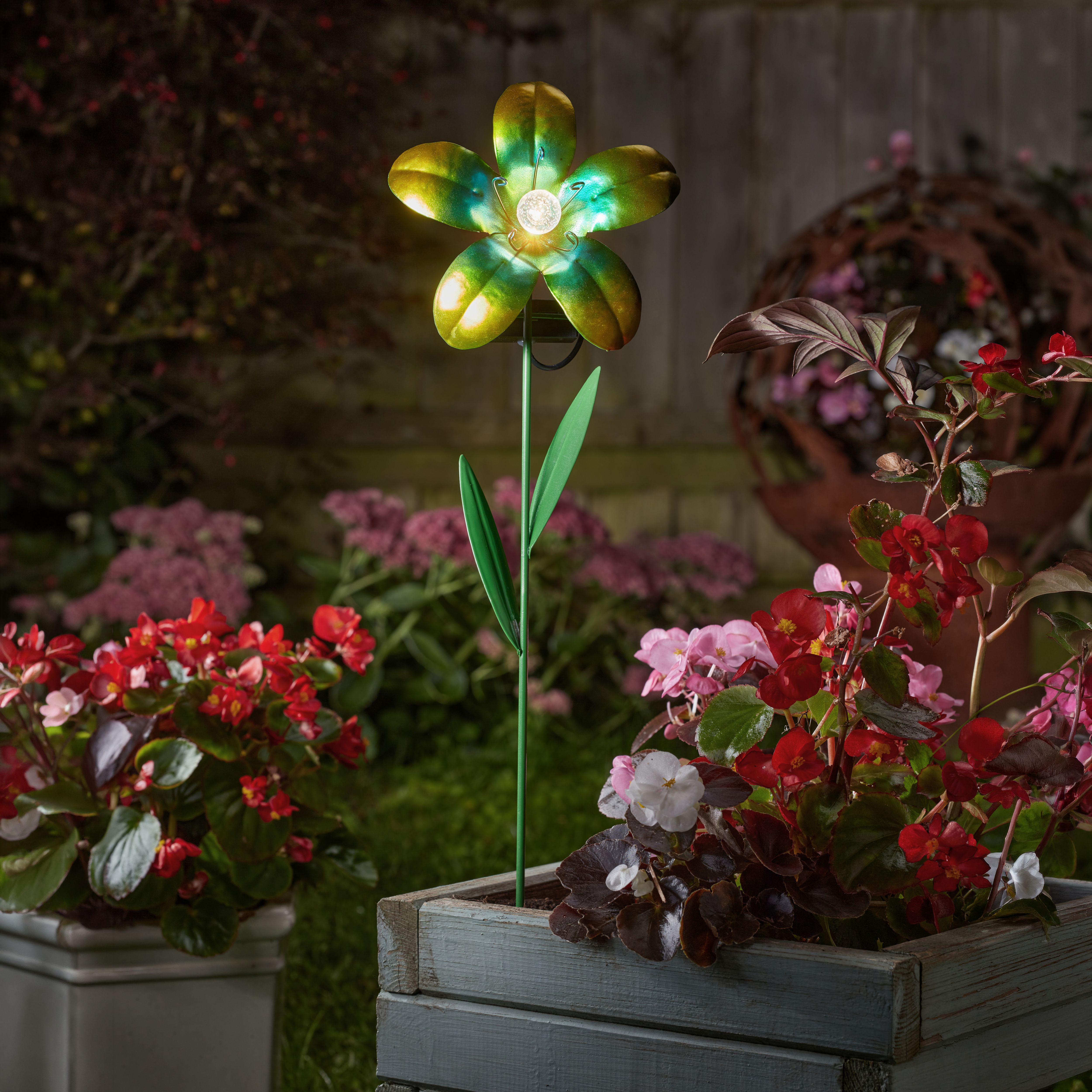 Smart Solar Blue & yellow Hand painted effect Flower Solar-powered LED Outdoor Stake light