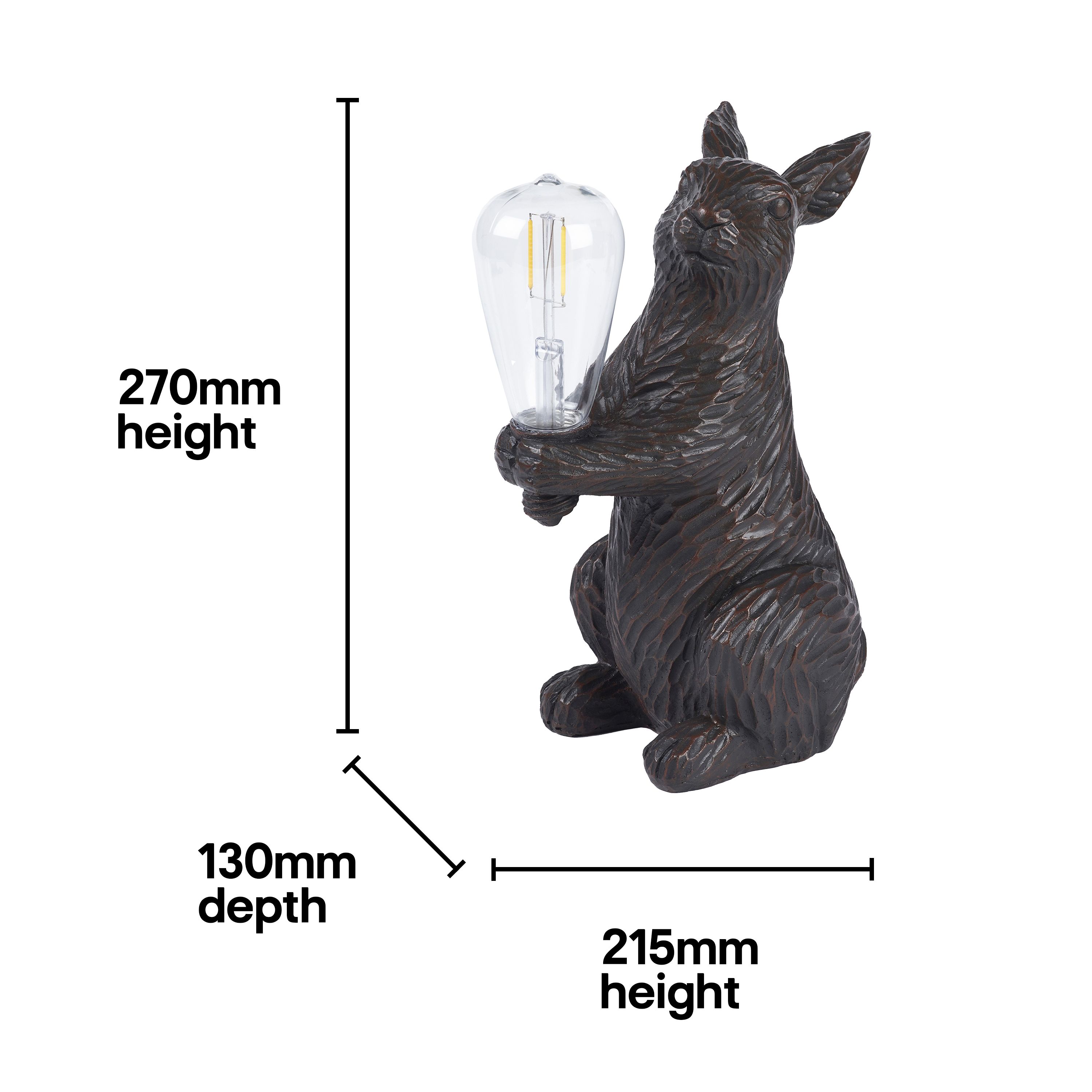 Smart Solar Brushed Brown Hand painted effect Rabbit Solar-powered LED ...