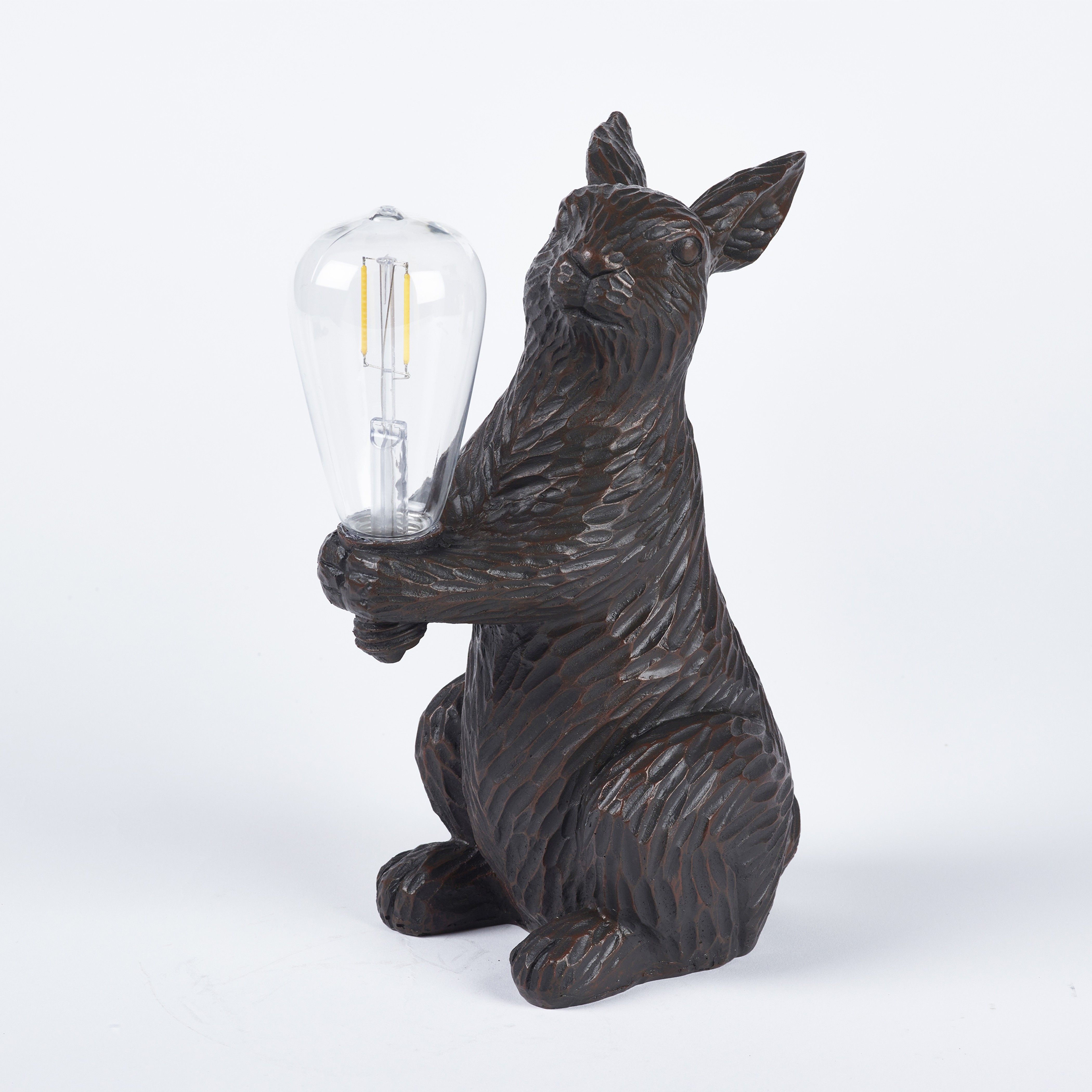 Smart Solar Brushed Brown Hand painted effect Rabbit Solar-powered LED ...