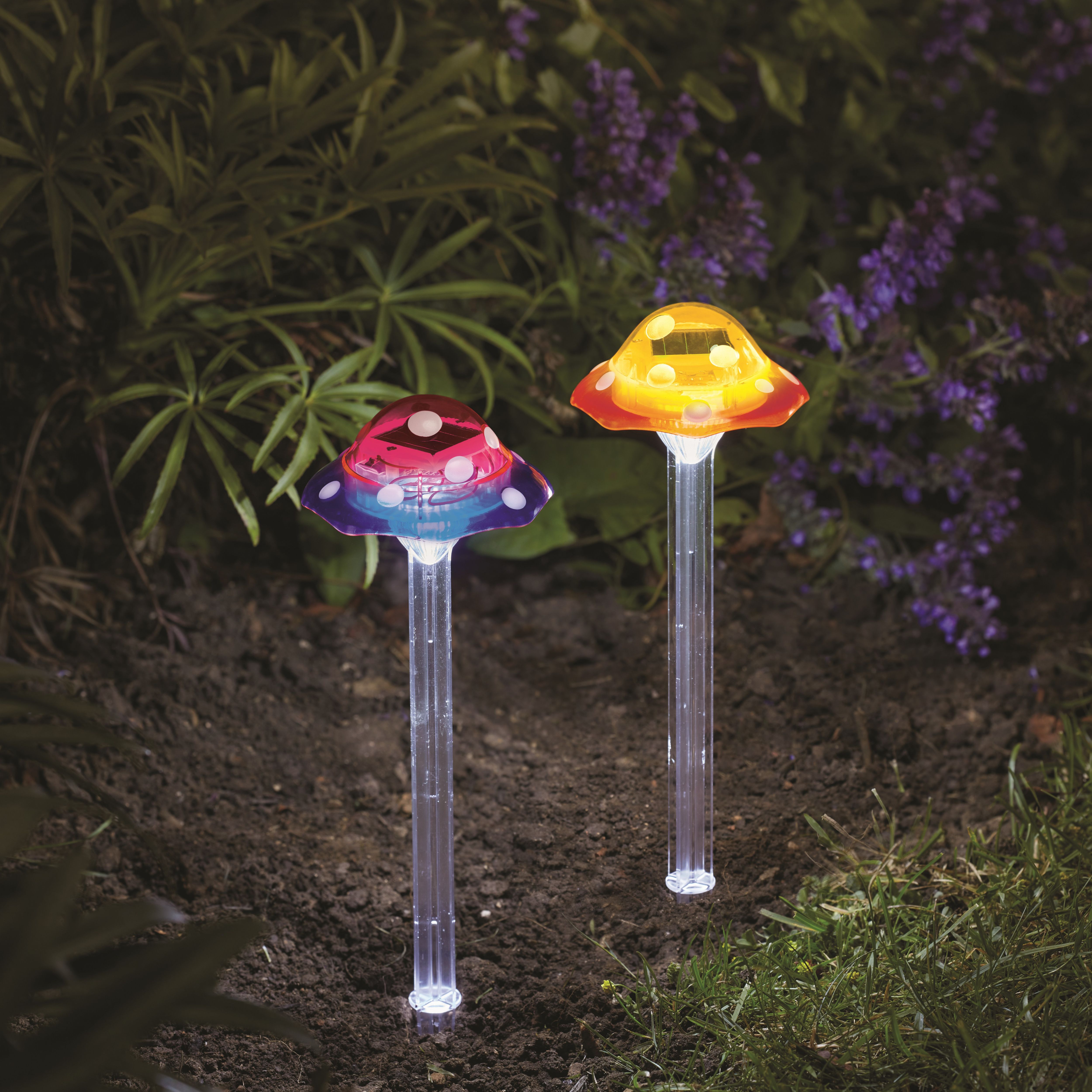 Smart Solar Multicolour Mushroom Solar-powered 1lm Integrated LED Outdoor Stake light