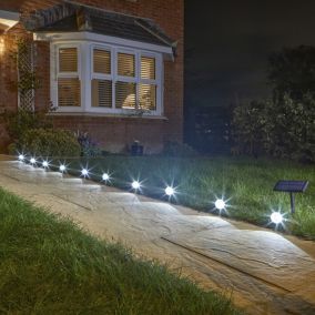 Smart Solar Multispot Black Solar-powered LED Outdoor Ground light, Set of 10