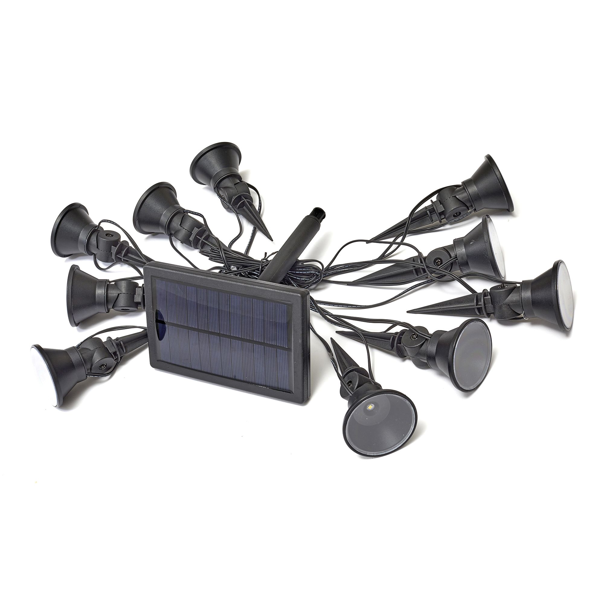 Smart Solar Multispot Black Spike Solar-powered LED Outdoor Ground light, Set of 10