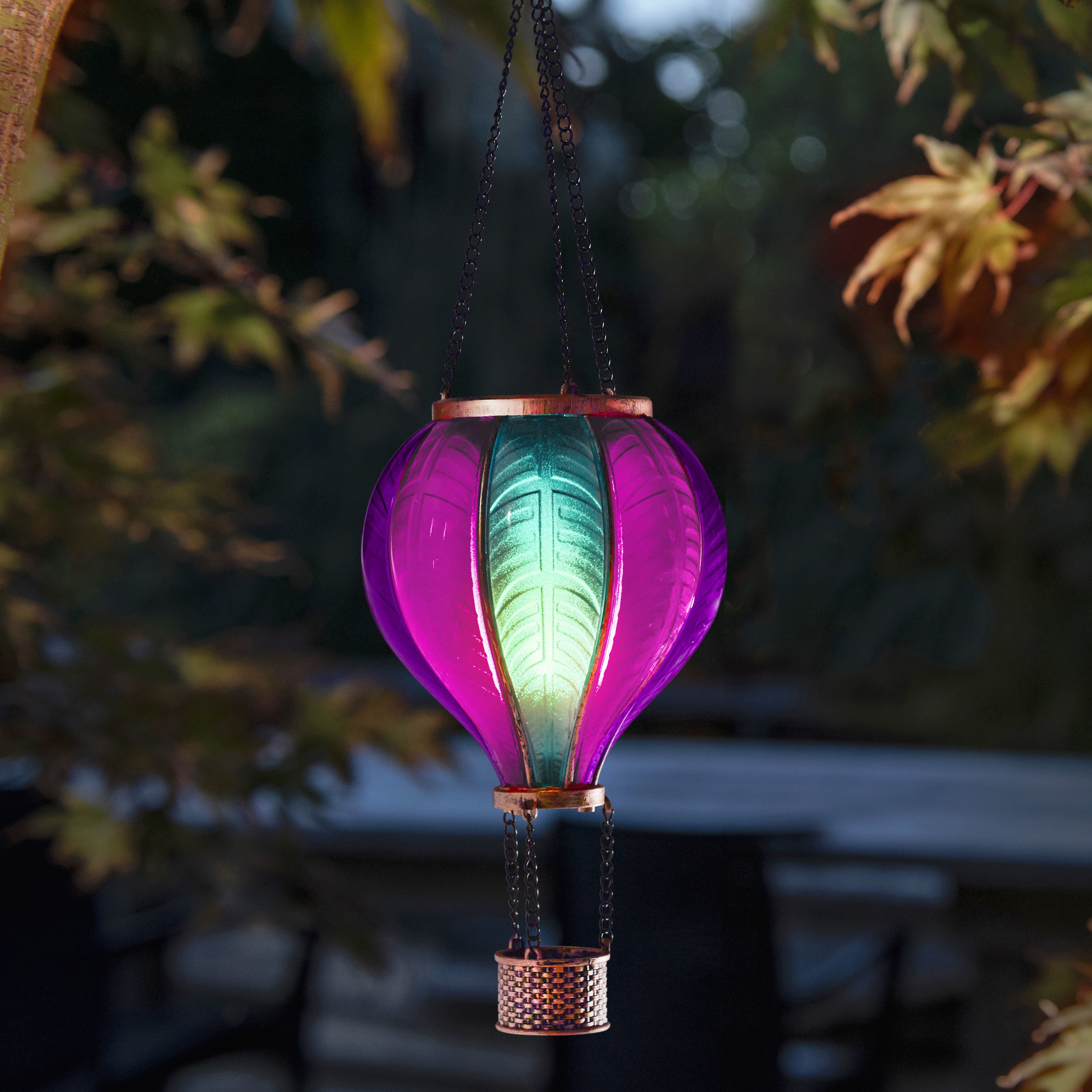 Smart Solar Pink & Blue Plastic Solar-powered Outdoor LED Medium Flaming Balloon Decorative light