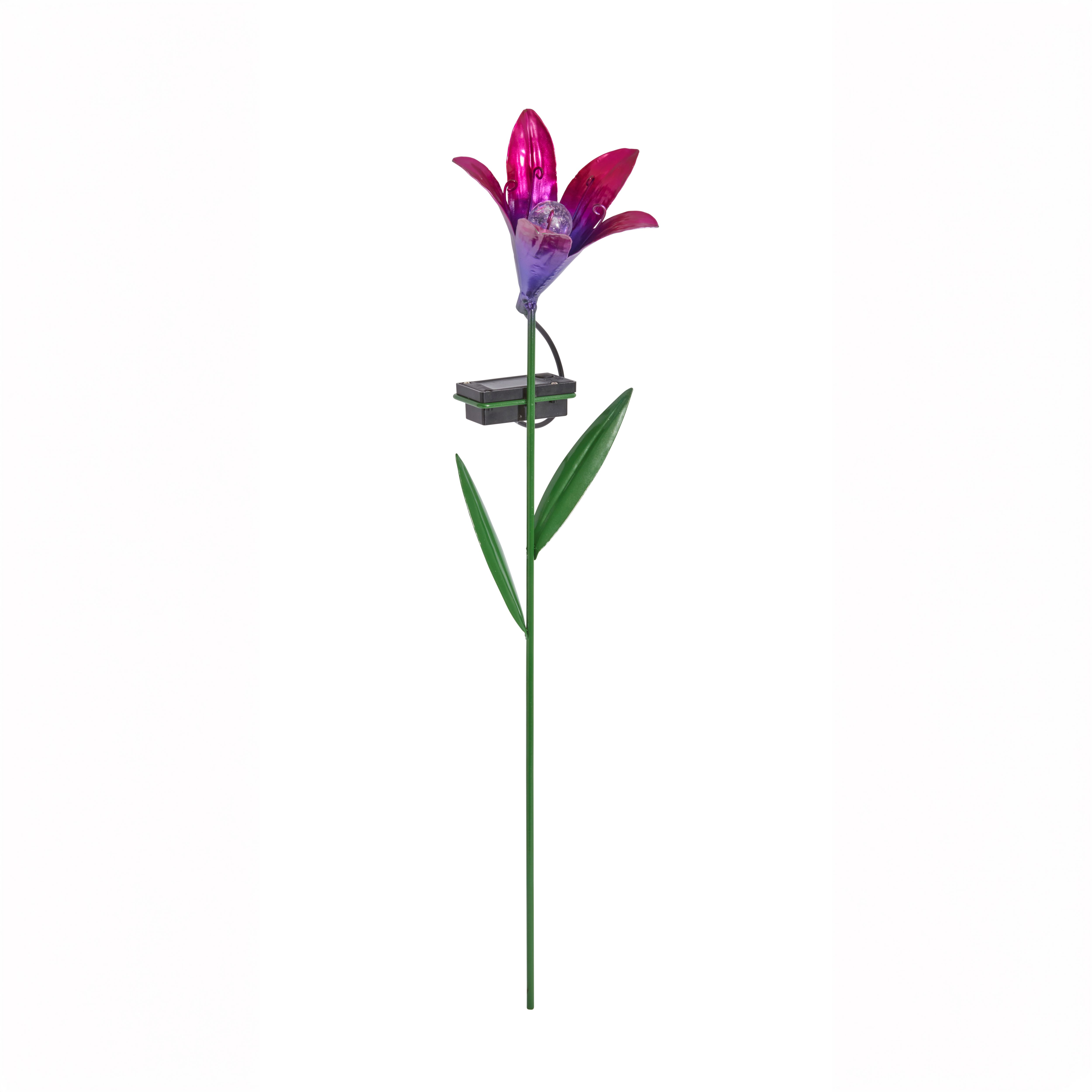 Smart Solar Pink & purple Hand painted effect Flower Solar-powered LED Outdoor Stake light