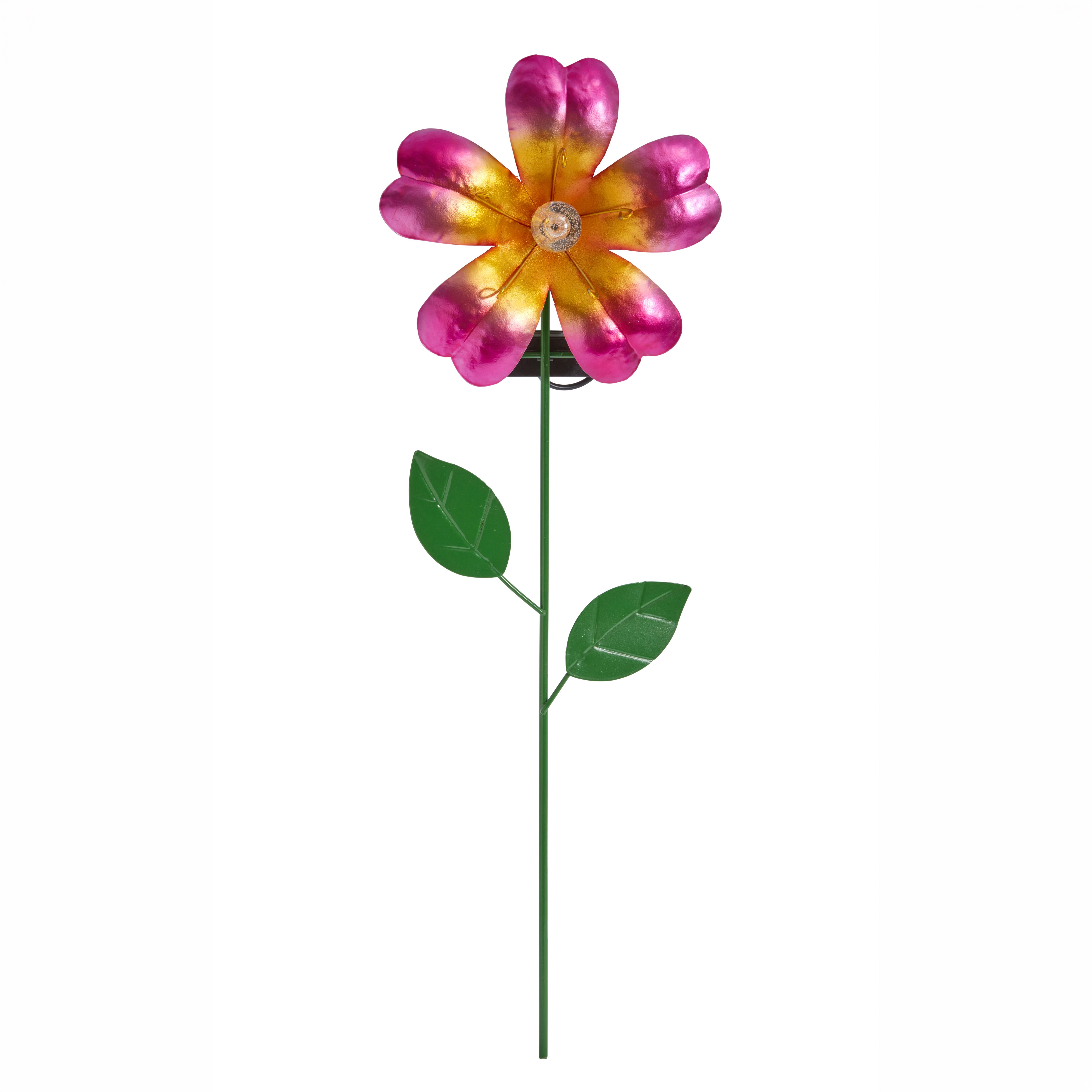 Smart Solar Pink & yellow Hand painted effect Flower Solar-powered LED Outdoor Stake light
