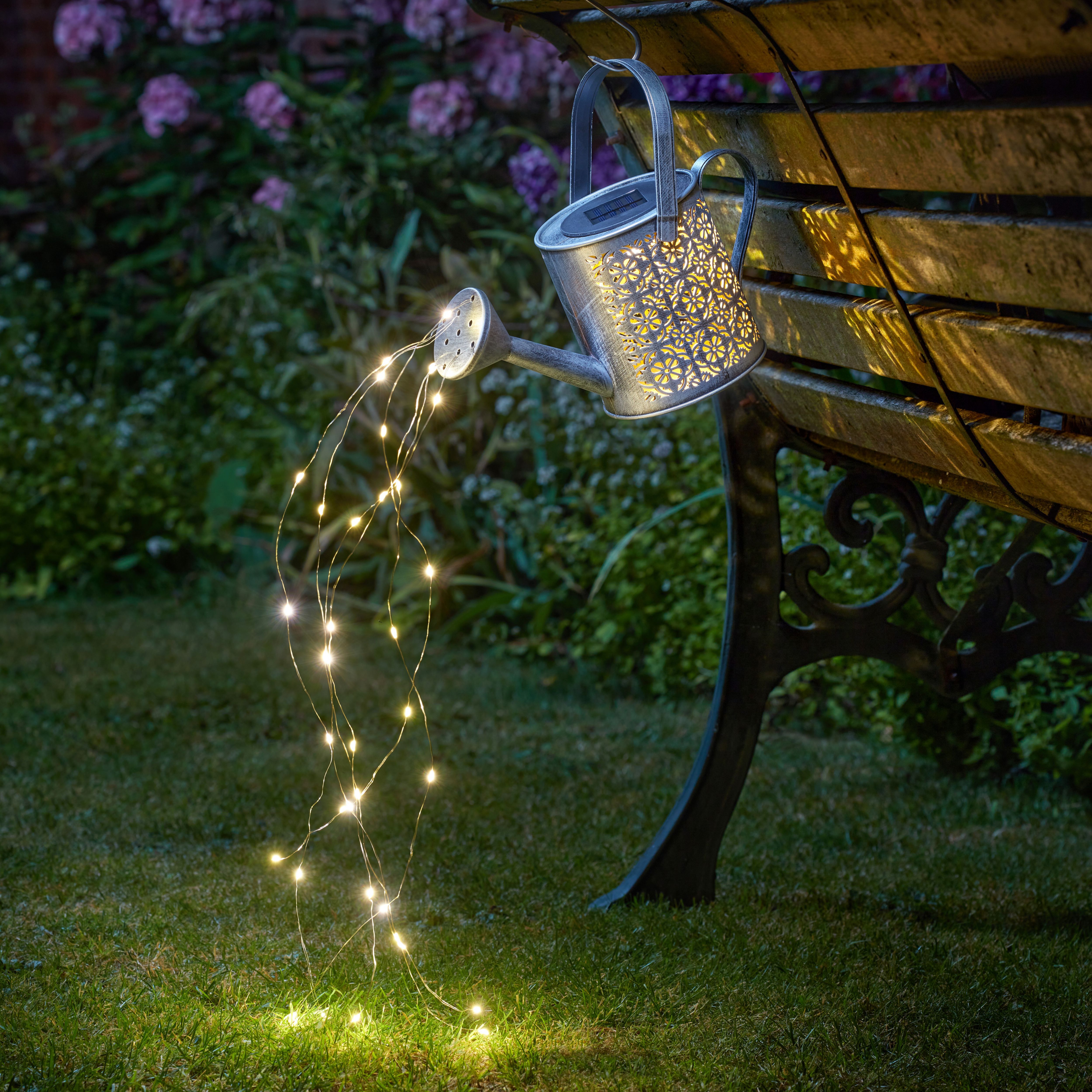 Smart Solar Silver & White Firefly Decorcan Solar-powered 1lm LED Outdoor Stake light
