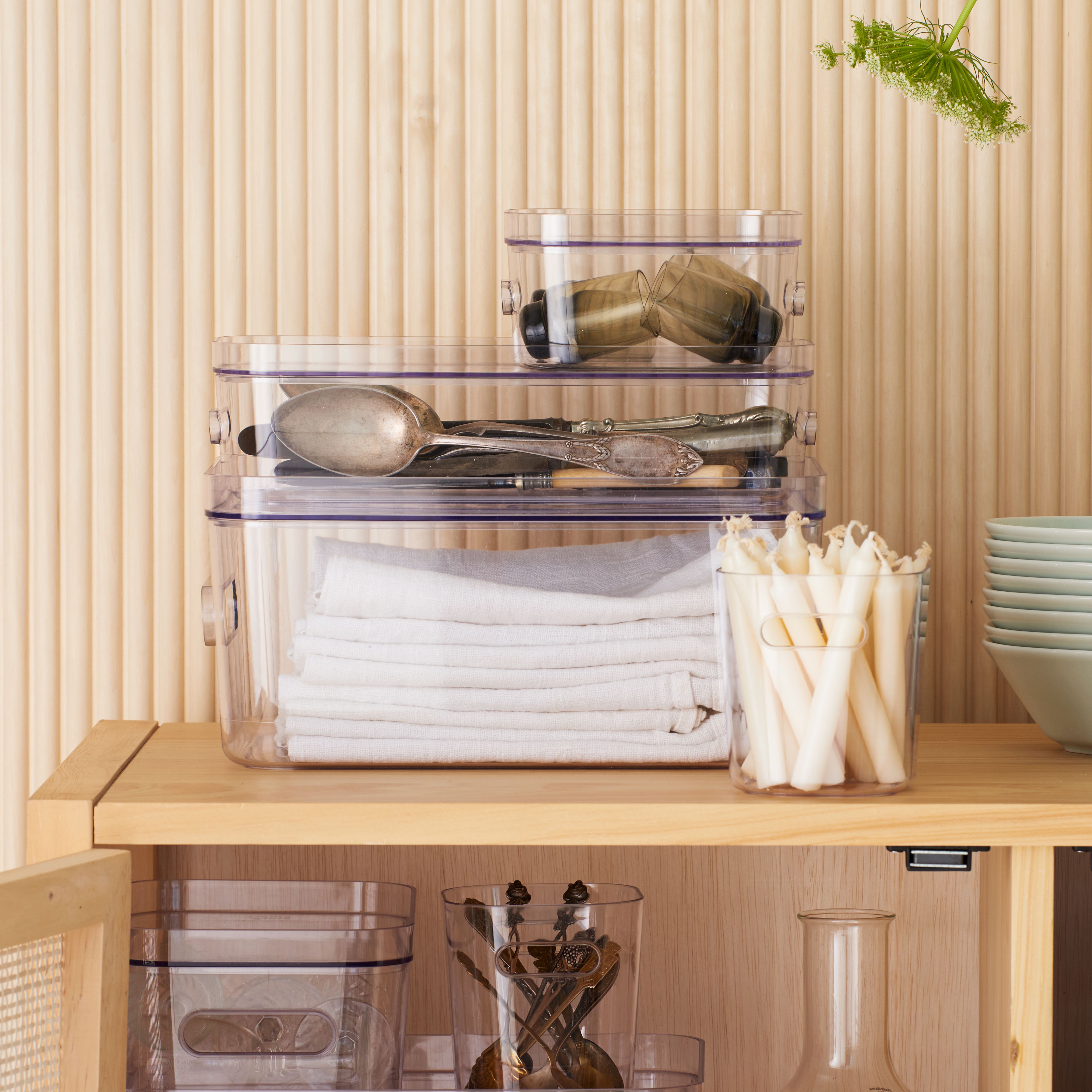 SmartStore Compact Transparent Plastic Stackable Storage crate (H)12cm (W)19.5cm (D)29.5cm
