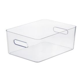 SmartStore Compact Transparent Plastic Stackable Storage crate (H)15.5cm (W)28.7cm (D)41cm