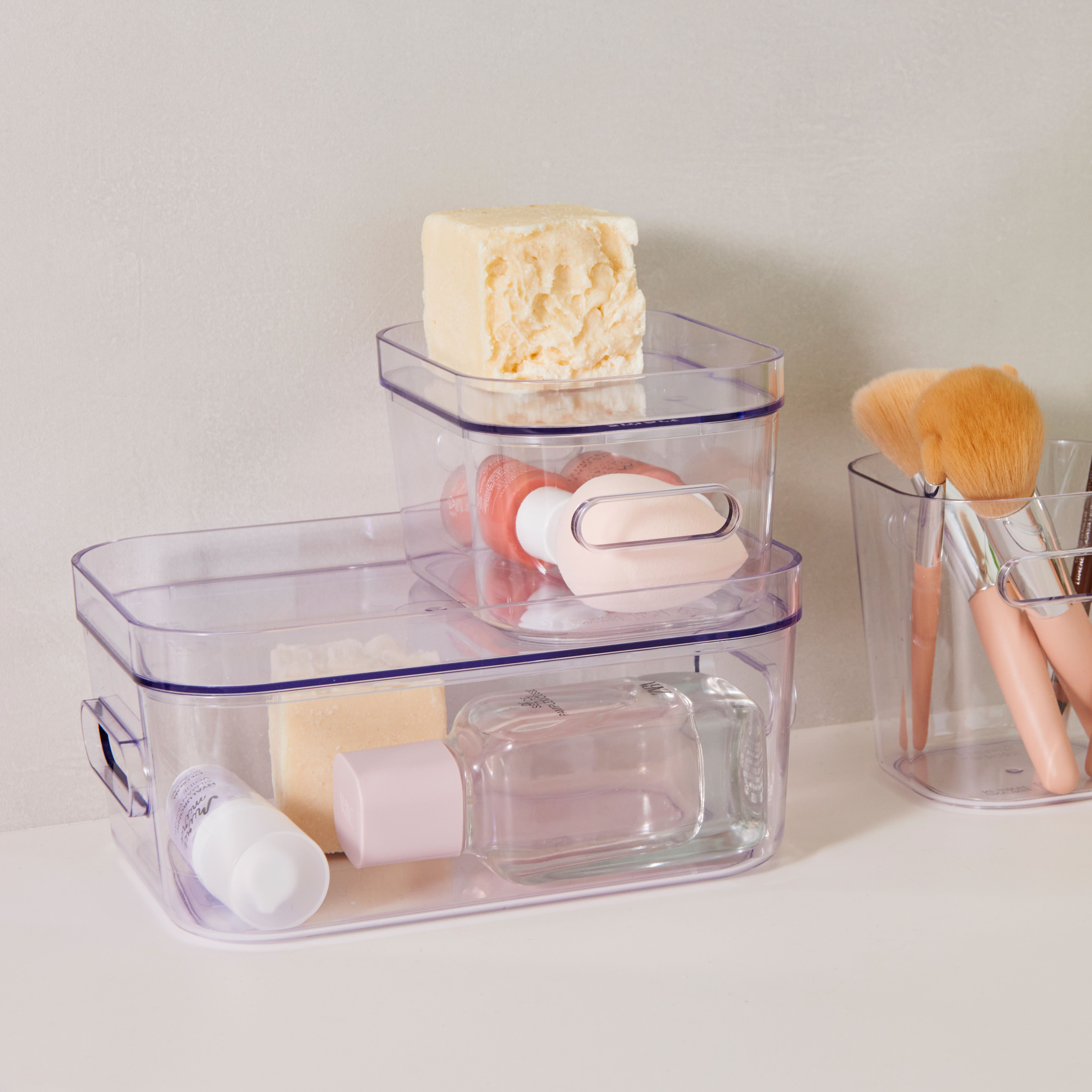 SmartStore Compact Transparent Plastic Stackable Storage crate (H)7.5cm (W)14cm (D)20cm
