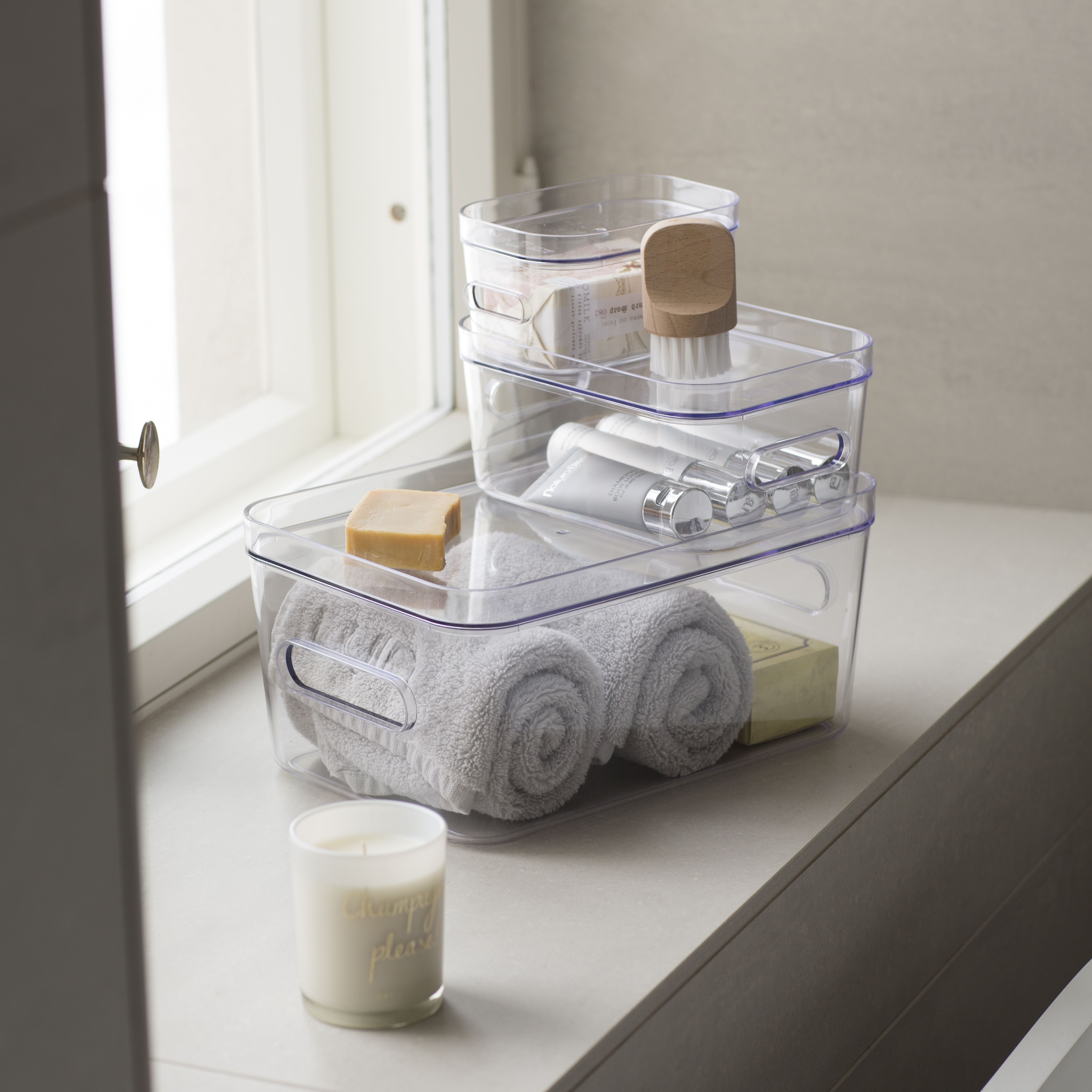 SmartStore Compact Transparent Plastic Stackable Storage crate (H)7.5cm (W)14cm (D)20cm