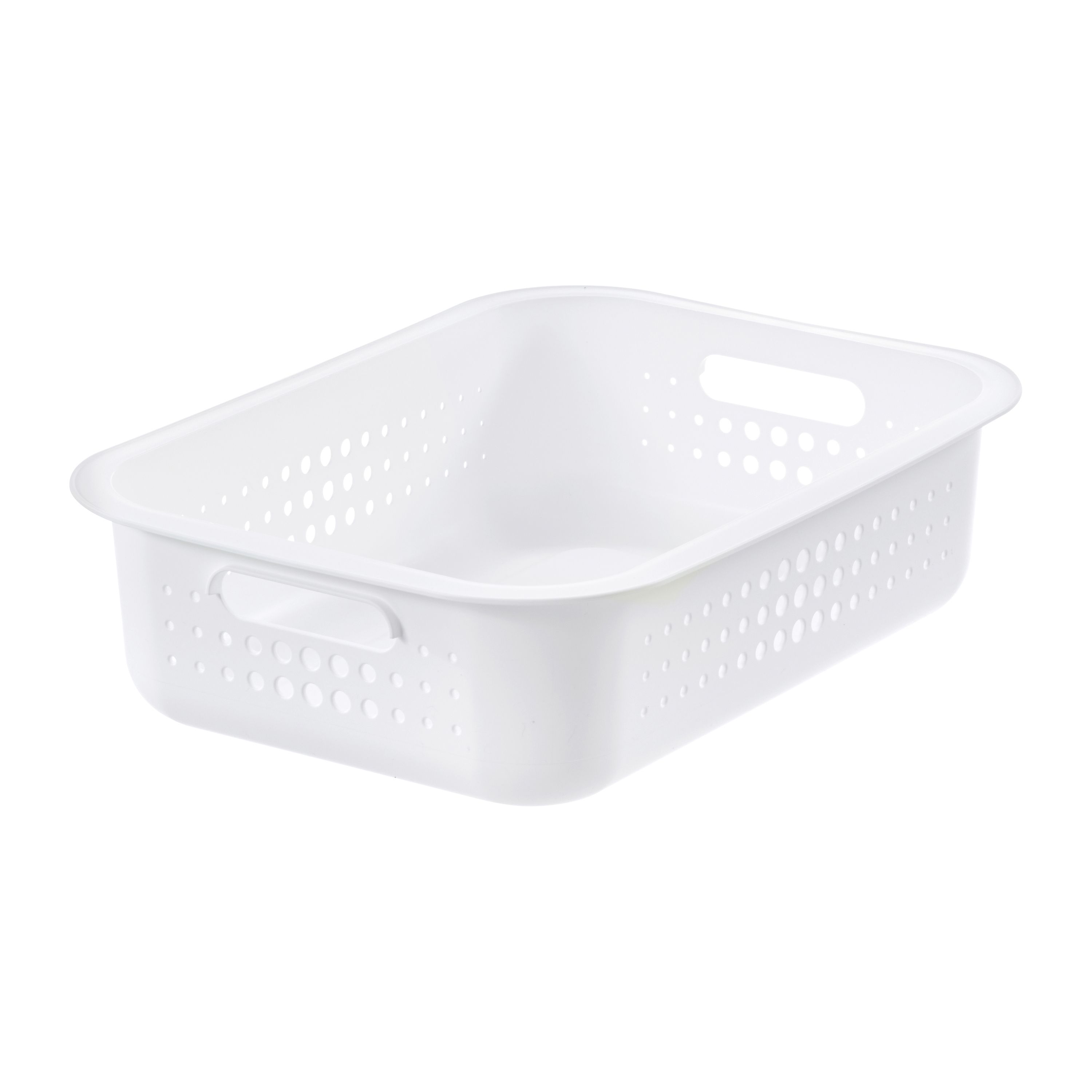 SmartStore Nordic White Plastic Stackable Storage basket (H)10cm (W)28cm (D)37cm