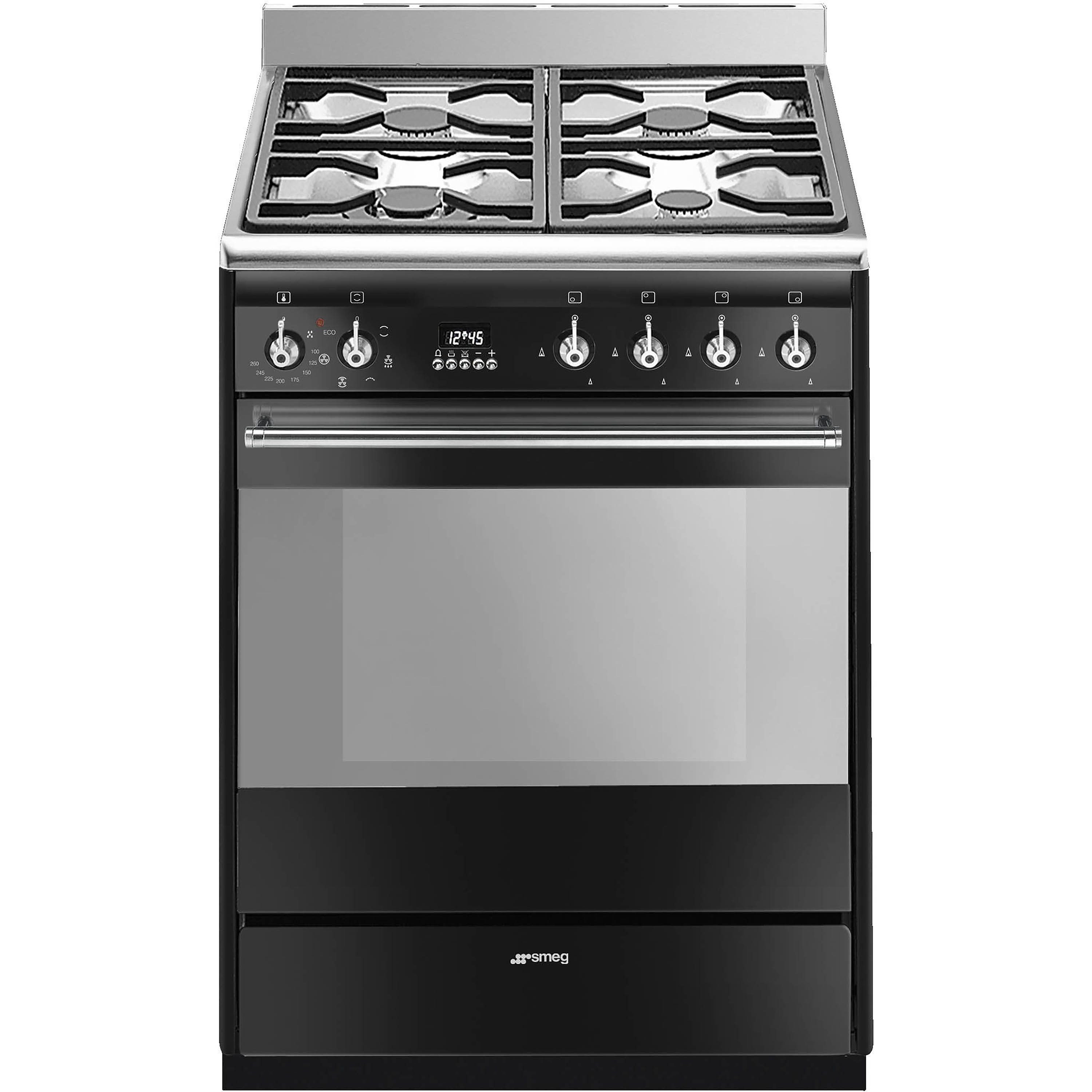 Smeg SUK61MBL9_BK 60cm Single Electric Cooker with Gas Hob - Black