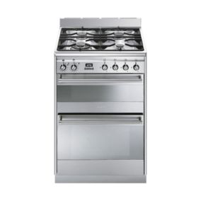 Smeg SUK62MX8_SS 60cm Double Electric & gas Cooker with Gas Hob - Stainless Steel