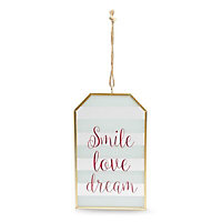 Smile, love, dream' Multicolour Tag plaque (W)120mm (H)200mm