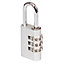 Smith & Locke Aluminium & Steel Open shackle Combination Padlock (W)30mm