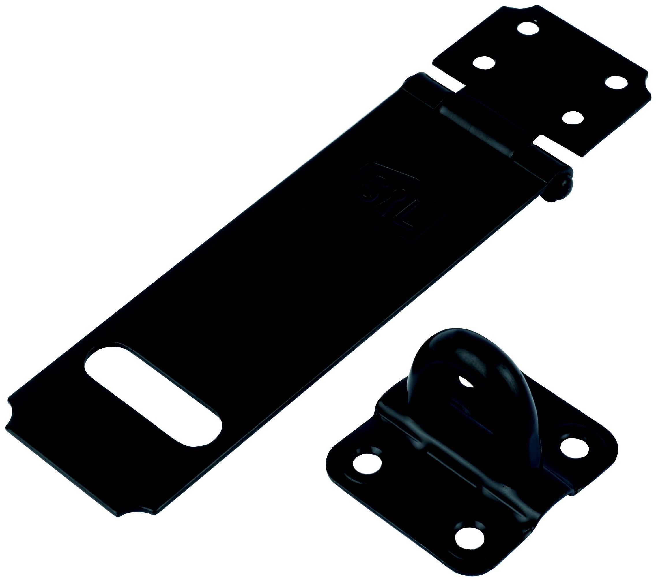 Smith & Locke Black Powder-coated Steel Hasp & staple, (L)120mm (W)30mm