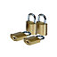 Smith & Locke Brass Cylinder Open shackle Padlock (W)21mm, Pack of 4