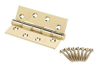 Smith & Locke Brass effect Grade 7 Fire door hinge, Pack of 2