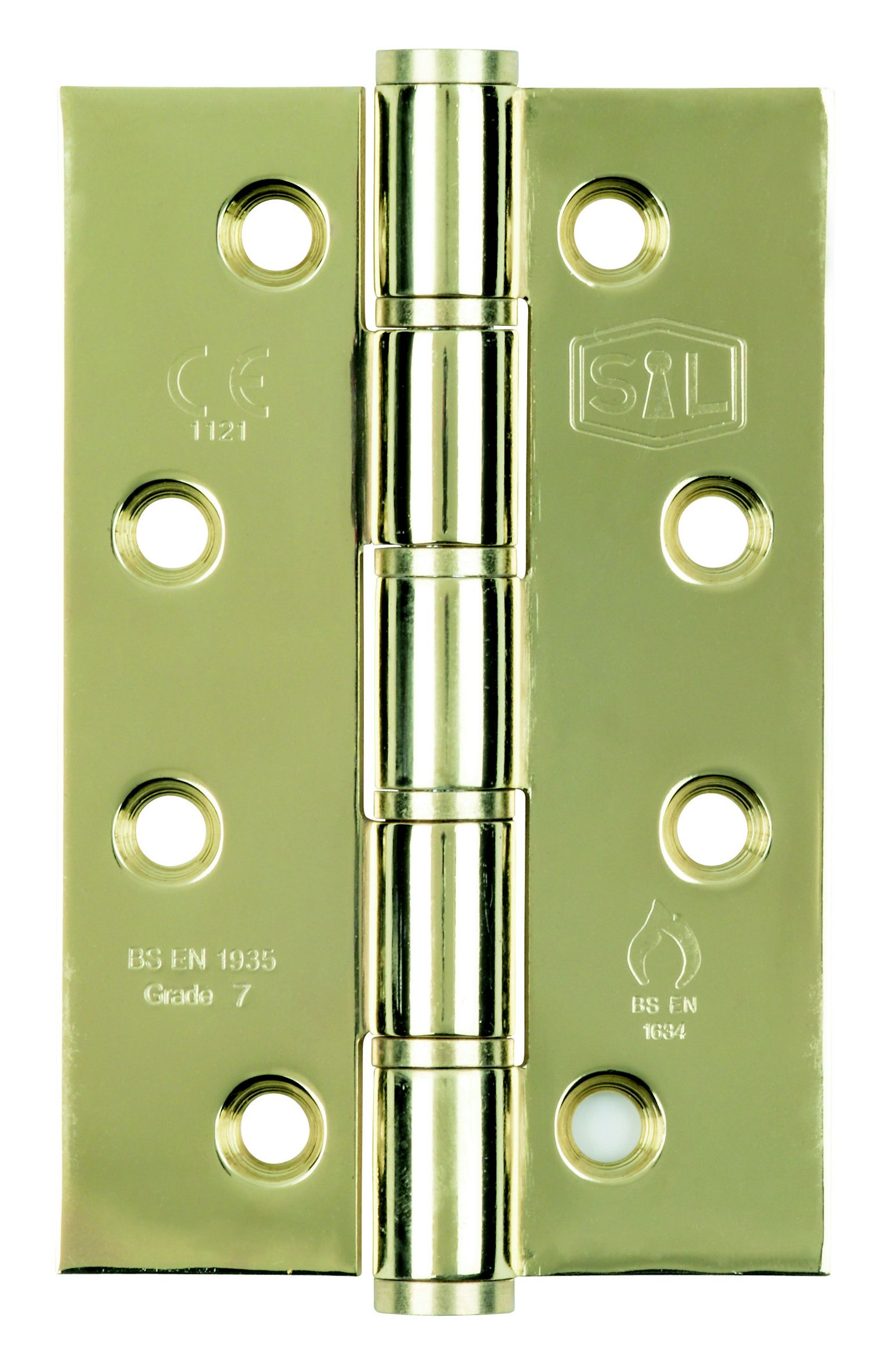 Smith & Locke Brass effect Grade 7 Fire door hinge, Pack of 2