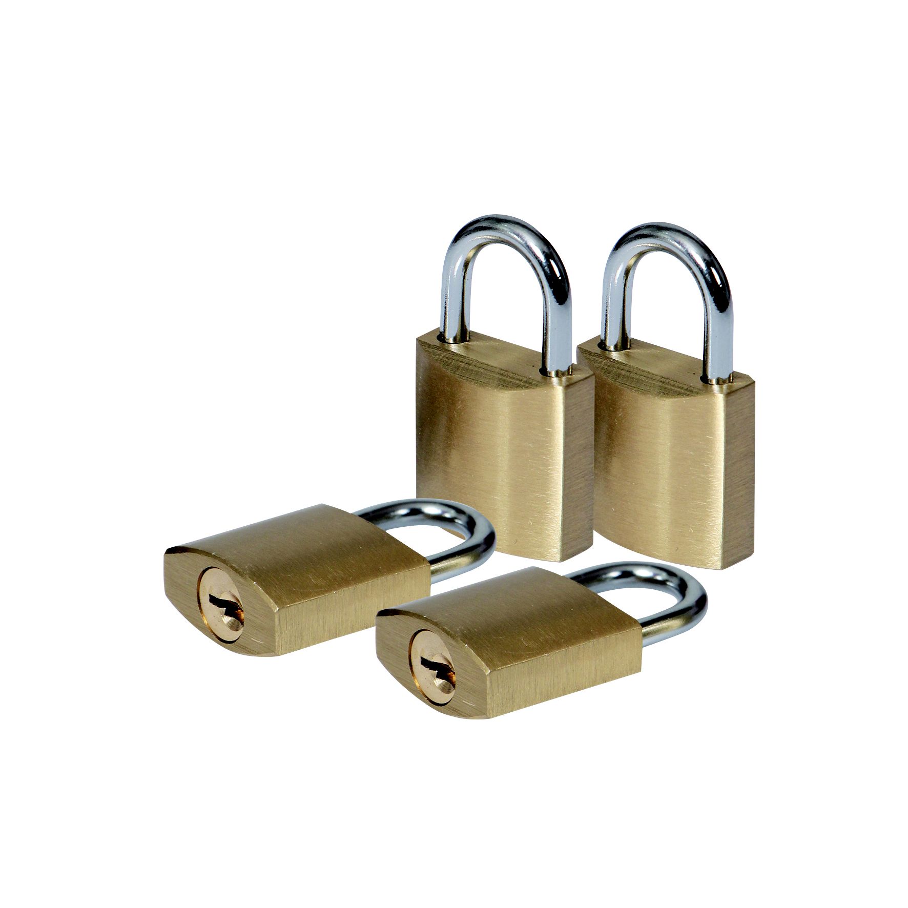 Smith & Locke Brass Hardened steel Cylinder Open shackle Padlock (W)21mm, Pack of 4