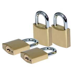 Smith & Locke Brass Open shackle Padlock (W)30mm, Pack of 4