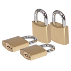 Smith & Locke Brass Open shackle Padlock (W)40mm, Pack of 4